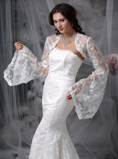 Modest Mermaid Strapless Lace Wedding Dress With Jacket Low Price